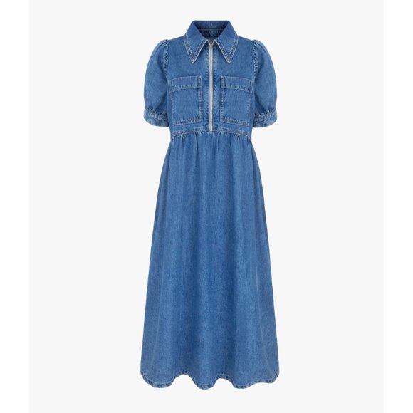 ALIGNE GABRIELLA SHORT SLEEVE DENIM MIDI DRESS - Picture 5 of 11